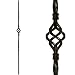 Wrought Iron Balusters (Box of 10) Stair Parts Single Basket Stair Metal Balusters - Hollow 1/2" Single Basket Square Iron Spindles (Real Satin Black not Matte)