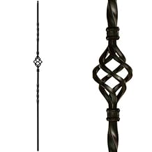 Single Basket Iron Balusters Contractor Pack of 10 Real Satin Black not Matte or Flat Color - 1/2" x 44" Tall