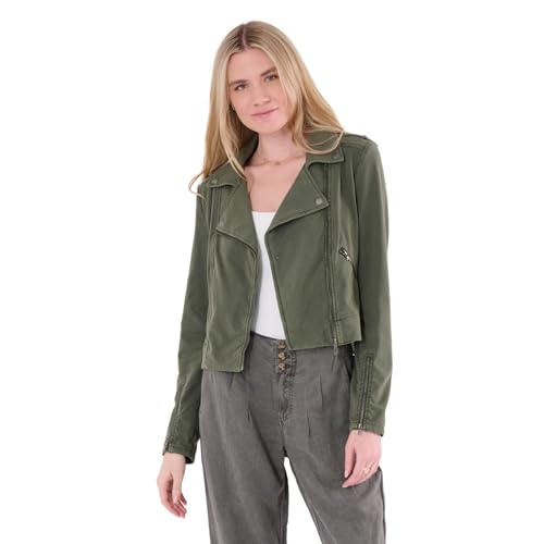MARRAKECH Layla Cotton Knit Women's Moto Jacket - Lightweight Zip-Up with Stretch Fabric and Pockets for Travel or Daily Wear