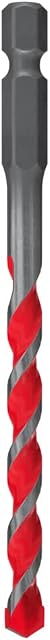 fischer 561642 D-U Hex Universal Drill Bit, 5mm, 5/50/100, for Brick / Wood / Tiles / Plastics / Steel / Concrete, Red / Silver