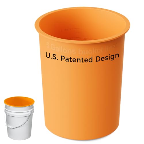 BUCKET LINER 5 Gallon Bucket Liner Reusable Bucket Saver for Concrete Mix Thinset Paint, Reusable Silicone Bucket Pail Liner for Kitchen, Outdoor, Gardening, Camping, Thinset & Paint,Orange