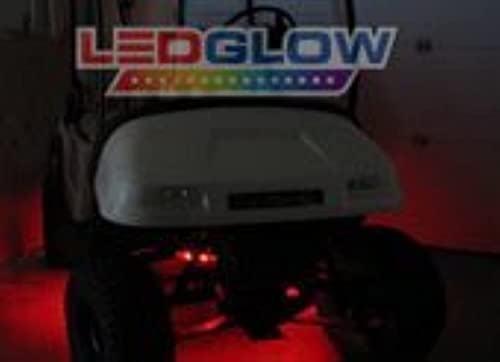 Ledglow 4Pc Red Led Golf Cart Underbody Underglow Accent Neon Light Kit For Ezgo Yamaha Club Car - Water Resistant Flexible Tubes - Includes Control Box & Wireless Remote #TOP1