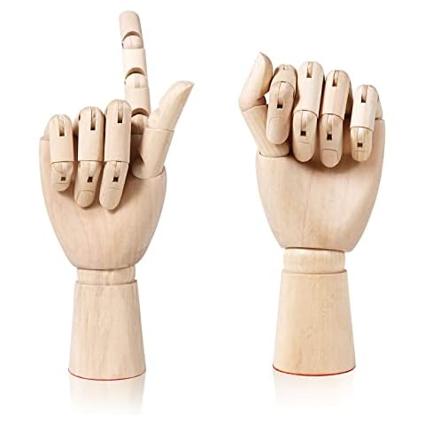 2Pcs 12'' Wood Poseable Mannequin, Artists Wooden Manikin Jointed Mannequin Art Figure Drawing Model Articulated Wood Human Model with Base Flexible Body Home Decoration Drawing Human Figure (10) Cover