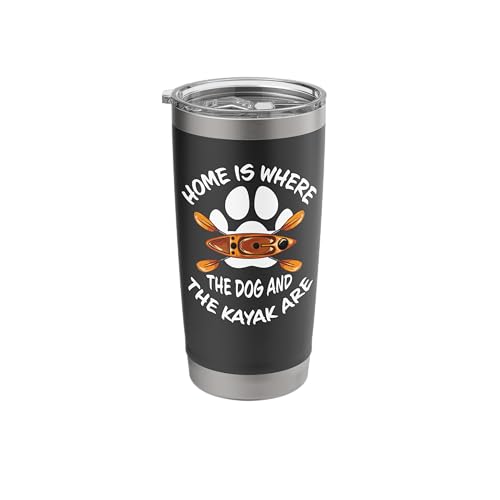 Great Kayaking Gift - Outdoors Dog And Kayak - Kayakers Stainless Steel Insulated Tumbler