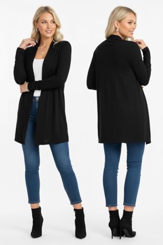 Image of ToBeInStyle Womens Open Front Long Sleeve Lightweight Asymmetrical Draped Cardigan with Side Pockets
