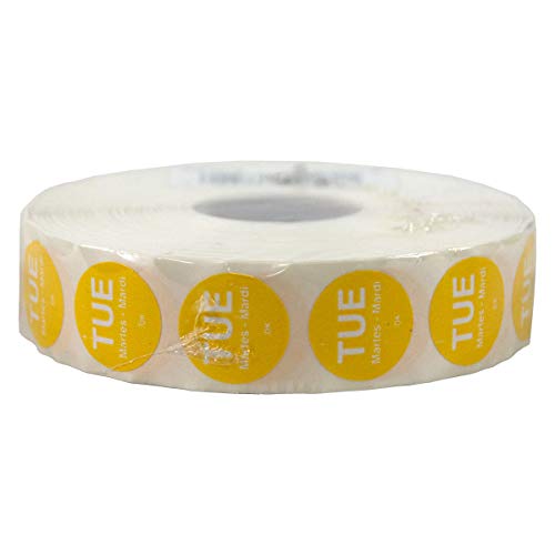 DayMark Safety Systems DuraMark IT110059 Day of The Week Trilingual Permanent Label, Tuesday, 3/4" Circle, Yellow (Roll of 2000) image 3