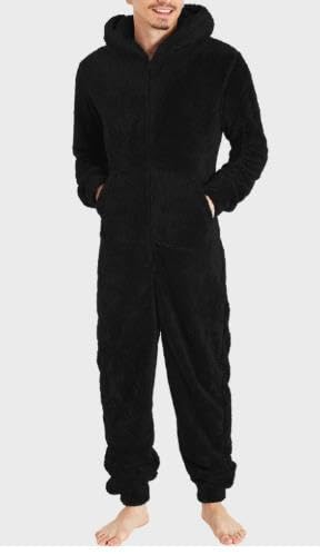 Hulpvktsgiq Men's Hooded Jumpsuit Zip Up One Piece Pajamas Fleece Playsuit Jogger Sweatsuit Overall Jogging Romper Tracksuit4