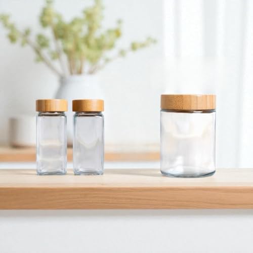 12 pcs Glass Spice Jars with Bamboo Lids - 8oz Spice Containers with 360 Spice Labels, Expiration Date Stickers & Measuring Spoon - Kitchen Organization & Storage Set for Herbs, Seasonings & Spices image 4