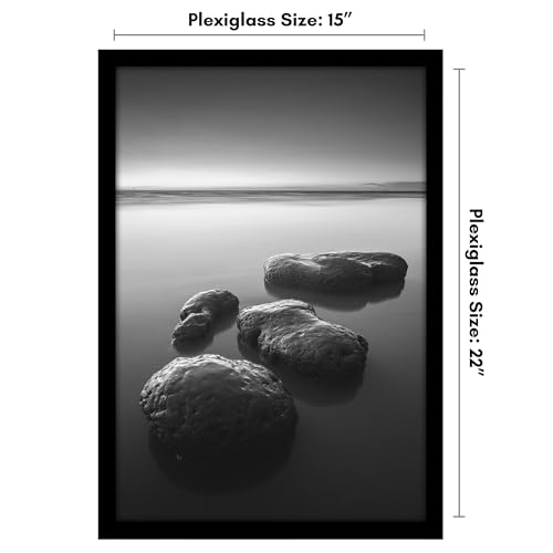 Americanflat 15x22 Picture Frame with Polished Plexiglass - Black Picture Frame - Wide Photo Frames Made of Engineered Wood for Vertical or Horizontal Wall Display - Epic Collection - Black