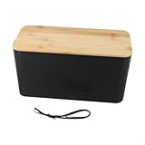 Sawhamale Caja organizadora de cables con tapa de madera, diseño de disipación de calor