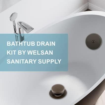 WELSAN Kit Di Conversione Scarico Vasca Da Bagno In Bronzo, Foro Singolo, Filettatura Grossa NPSM, Con Piastra Troppopieno, Ottone - 2