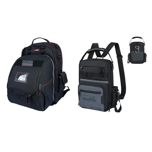 Image of MELOTOUGH Welding Backpack for Tools and Helmet, 30 Multi-Storage Pockets Small Tool Backpack for Electrician, HVAC, Technician