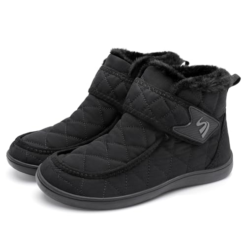 Spesoul Wide Womens Ankle Boots Waterproof Snow Boots Fuzzy