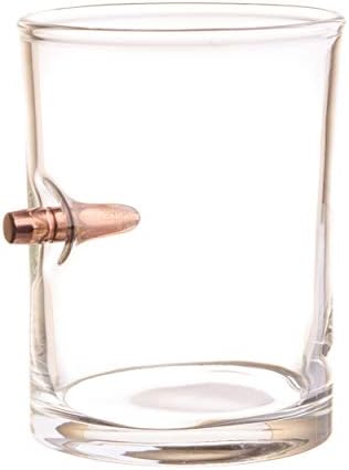 2 Monkey Whiskey Glass with .308 Bullet Blown in Lsbwg