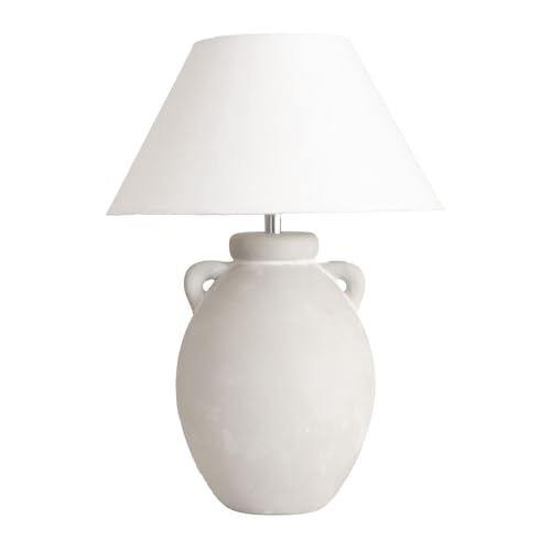Image of ValueLights | Daphne Linen Tapered Lamp Shade Stoneware Ceramic Vase Table Lamp with LED Bulb | Table Lamps, Home Décor & Improvement Essential | Included LED Bulb