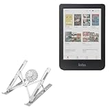 BoxWave Stand and Mount Compatible with Kobo Clara Colour - QuickSwitch Stand with Cooling Fan, Portable, Multi Angle Viewing Ventilator - Metallic Silver