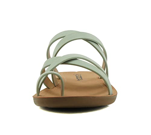 Soda Isabel ~Women Fashion Comfortable Slip On Flat Cross Bands Toe Ring Fashion Sandals (7, L-Mint, Numeric_7) #TOP2