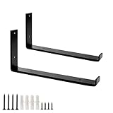 DJCYGG Industrial Shelf Brackets Heavy Duty Iron Shelf Supports with Lip for for Scaffold Board Shelving,L Shape Wall Mounted Metal Shelve Brackets with Screws,2 Pack (30cm(11.8in),Black)