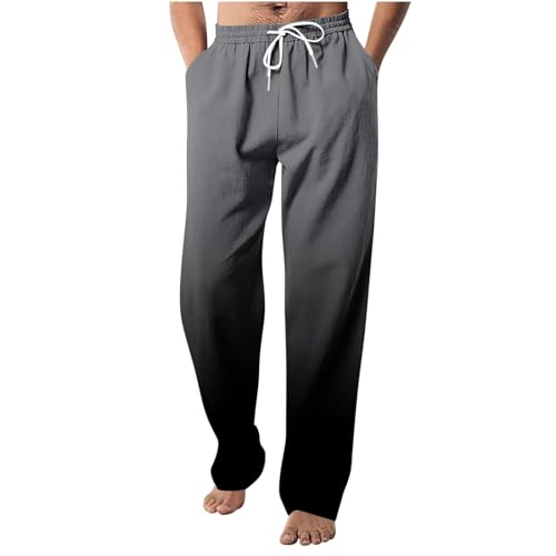 Sweatpants Men Fashion Gradient Sweat Pants Loose Fit Open Bottom Track Running Sport Athletic Pants with Pockets Dark Gray