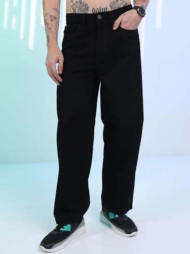 Image of Highlander Men's Loose Baggy Fit Jeans | Mid-Rise | Cotton | Oversized Silhouette for Comfort | Jeans for Man