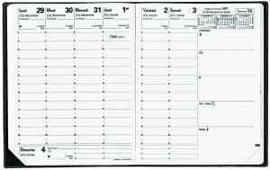 Quo Vadis - Diary - 2025 - Executive - Weekly Planner - French - Luna - Red - 13 Months From December To December - 16 X 16 Cm - Clairefontaine White Paper - Split Leather - Made In France