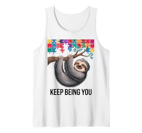 Mes de concienciación sobre el autismo Aceptación de perezosos Neurodiversidad Camiseta sin Mangas