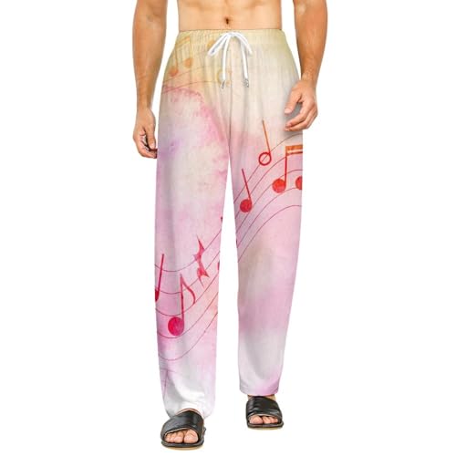 Bas de pyjama femme long imprimé note musicale vêtement de nuit