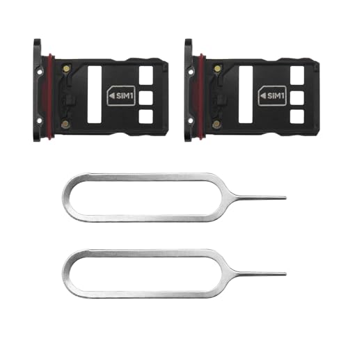 ECSiNG 2Pcs Dual SIM Card Slot Tray Holder Replacement Easy Installation Compatible with Huawei P30 Pro 2019 Rubber Gasket Eject Pin, Black
