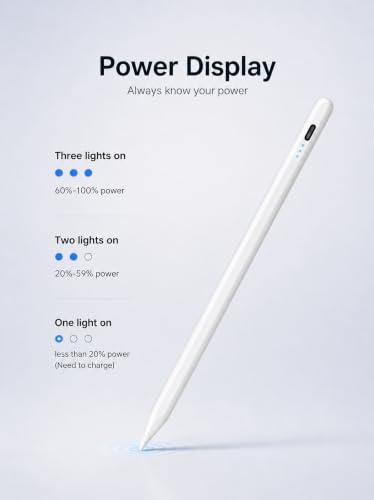 Image of iPad Pencil, Stylus Pen for iPad with Palm Rejection, 13-Min Fast Charge & Compatible with iPad Pro 11 inch /12.9 inch /M4, iPad Air 3 /4 /5 /M2 /M3, iPad mini 5 /6, iPad 6th /7th /8th /9th /10th /11th Gen