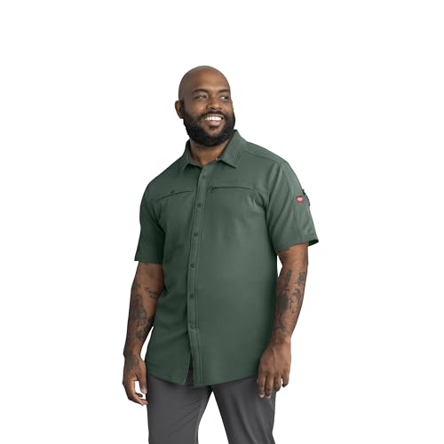 Red Kap Men's Snap Front Jersey Short Sleeve Work Shirt, Dark Forest, Large by Red Kap - Used condition - US$35.69