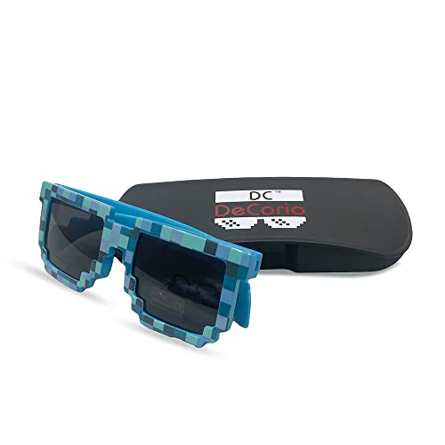 Image of DC DECORIO Thug Life Sunglasses Pixel Gangsta Life Funny Novelty Shades With Box Packing (Black) (CHECK-BLUE)