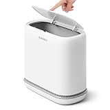 JUDRDO ゴミ箱 ふた付き 12L スリム 吸着式 消臭 ペット対策 省スペース 薄型 キッチン トイレ 洗面所 寝室 オフィス 用 ゴミ袋20枚付き 白