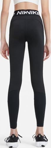 NIKE Mädchen Pro Leggings, Schwarz-Weiss, Large