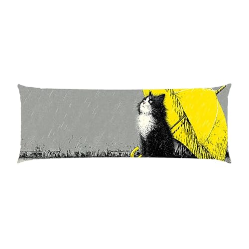 Almohada Corporal Larga Gato Animal Cojin Embarazo 50x150cm – Almohada Larga para Dormir de Lado Cojín Respaldo Cama Ideal para Descanso Maternidad y Lactancia Embarazadas, Funda de Terciopelo b-191