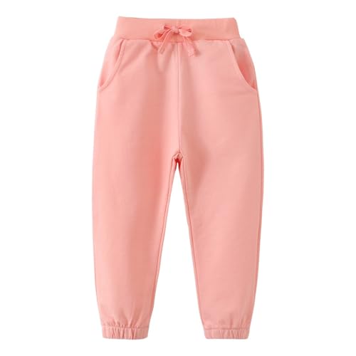 Girls Soft Elastic Waist Sweatpants Solid Casual Athletic Joggers Toddler Fall 𝐃rawstring Sport Pants with Pokets