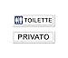 Readyprint 2 Adesivi Toilette: Donna-Uomo - PRIVATO - Targhetta Adesiva, Impermeabile, Lavabile, per Porte Bagno, Mis. 21x6 cm
