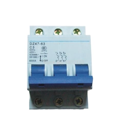 Disjoncteur 3P 3A type C pour tableau électrique triphasé 400V