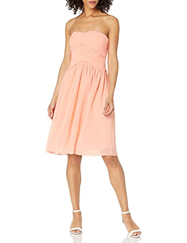 Amazon.com: Donna Morgan Women's Anne Short Strapless Chiffon Dress, Peach Fuzz, 18 : Clothing, Shoes & Jewelry
