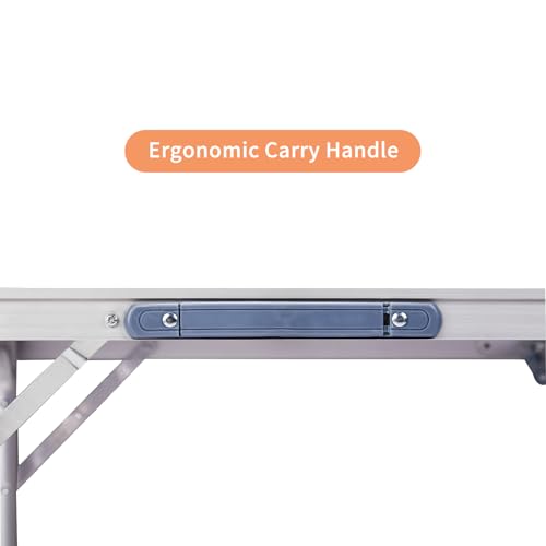 Solianne Mesa Plegable Multipropósito Portátil 4 Ft, Aluminio Negro y Madera, Altura Ajustable 3 Niveles, Patas con Seguro, para Camping Exterior miniatura 6