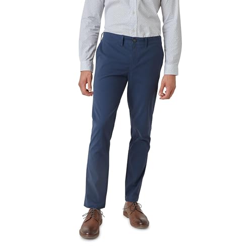 Ben Sherman Men's Slim Fit Chino Pants - Men's Fashion Comfort Stretch Cotton Casual Pants - Stylish Tapered Chinos for Men, Size 34W x 32L, Navy Blazer