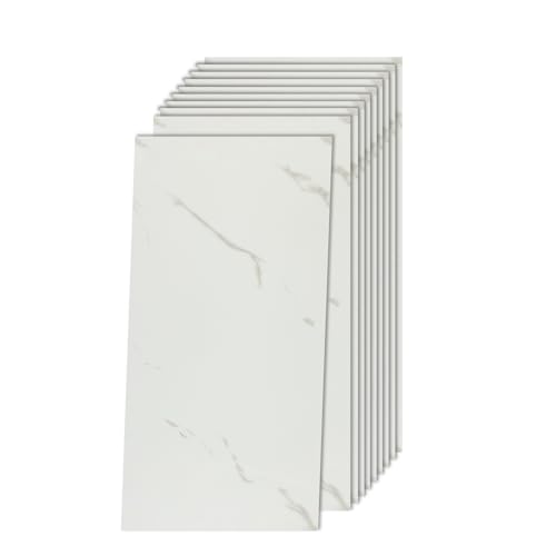 Image of Decoroom Tile Stickers White 60x30cm/10pcs,Marble Self Adhesive Wall Tiles Waterproof,Peel and Stick on Wall for Bathroom Kitchen Splashback