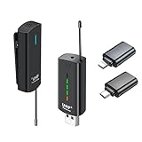 XIAOKOA Micrófono Inalámbrico, Micrófono de Solapa, UHF Wireless Micrófono, Micrófono USB para PC/Teléfono Móvil, Adecuado para Grabación de Voz y Grabación de Video