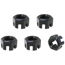 Heyous 5PCS M14x1.5mm Black Carbon Steel Hexagon Slotted Nuts for Wheel Bearings/Mechanical Equipment/Furniture Fittings Fastening