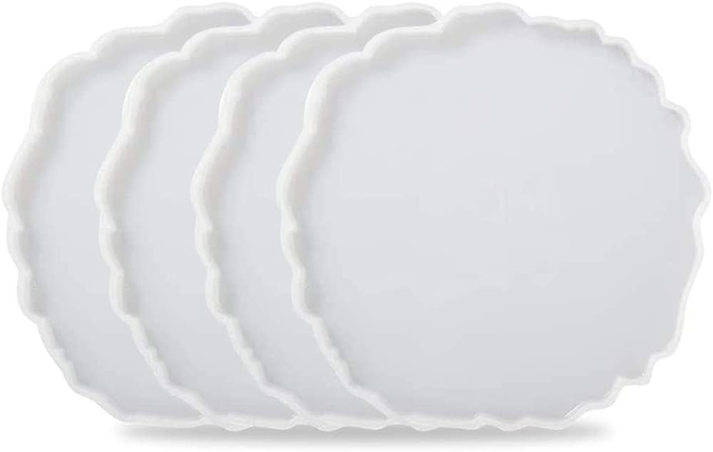 DELFINO Resin Woman Head Coaster Molds with 4PCS Silicone Molds, Agate Coaster Epoxy Molds, Silicone Resin Casting Molds for Making Faux Agate Slices, Coasters, Home Table Decoration