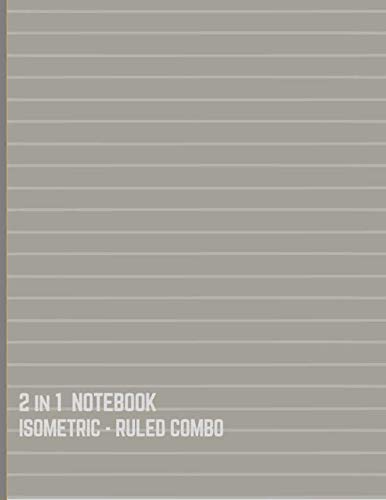 2 IN 1 NOTEBOOK : ISOMETRIC- RULED COMBO: BLANK BACK SIDE AND COLLEGE RULED for 3D DESIGN (Horizontal Lines Silver Cover)