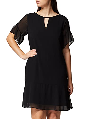 Marca Amazon - TRUTH & FABLE Vestido Midi Evasé de Gasa Mujer, Negro (Black),...