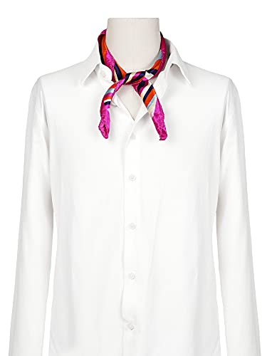 Allegra K Flower Print Stripe Square Neck Scarves Geometry Scarf Kerchief Neckerchief for Women2