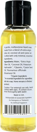 Image of Claya Rosemary Liquid Castile Soap - Organic Ingredients, Biodegradable, Gentle for Sensitive Skin and Versatile Use (Travel Size 2 fl oz)