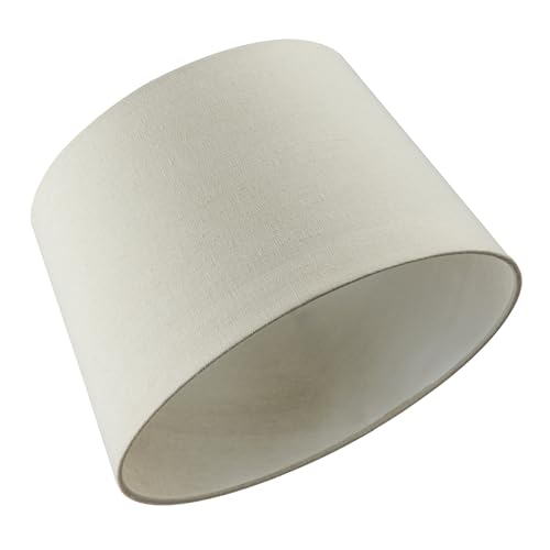 Contemporary Light Cream Linen Fabric Drum Lamp Shade with White Cotton Inner | 30cm x 20cm x 25cm | for Lamp Base or Hanging Pendant by Happy Homewares - Image 5