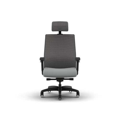 Image of HON Ignition 2.0 Big and Tall Ergonomic Mesh Office Chair with Headrest, 450 lb Capacity, Extra‑Wide High‑Back Desk Chair with Adjustable Arms, Lumbar Support, Tilt Recline, Black Frame, Ash